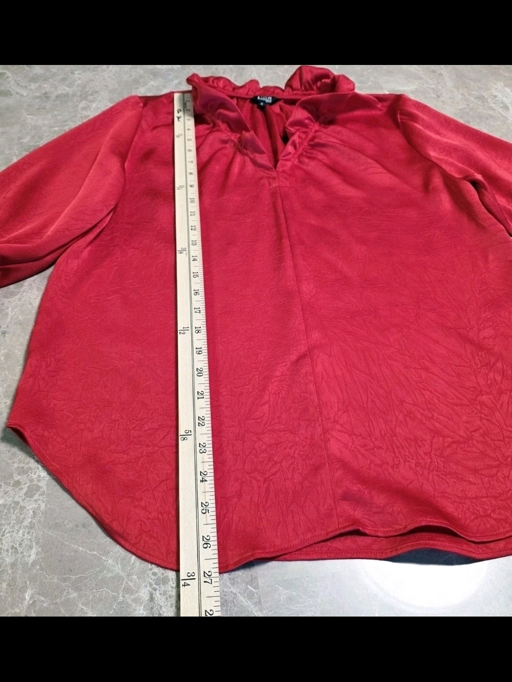 Bright Red Ruffle-Trim Tunic Top - Picture 4 of 12